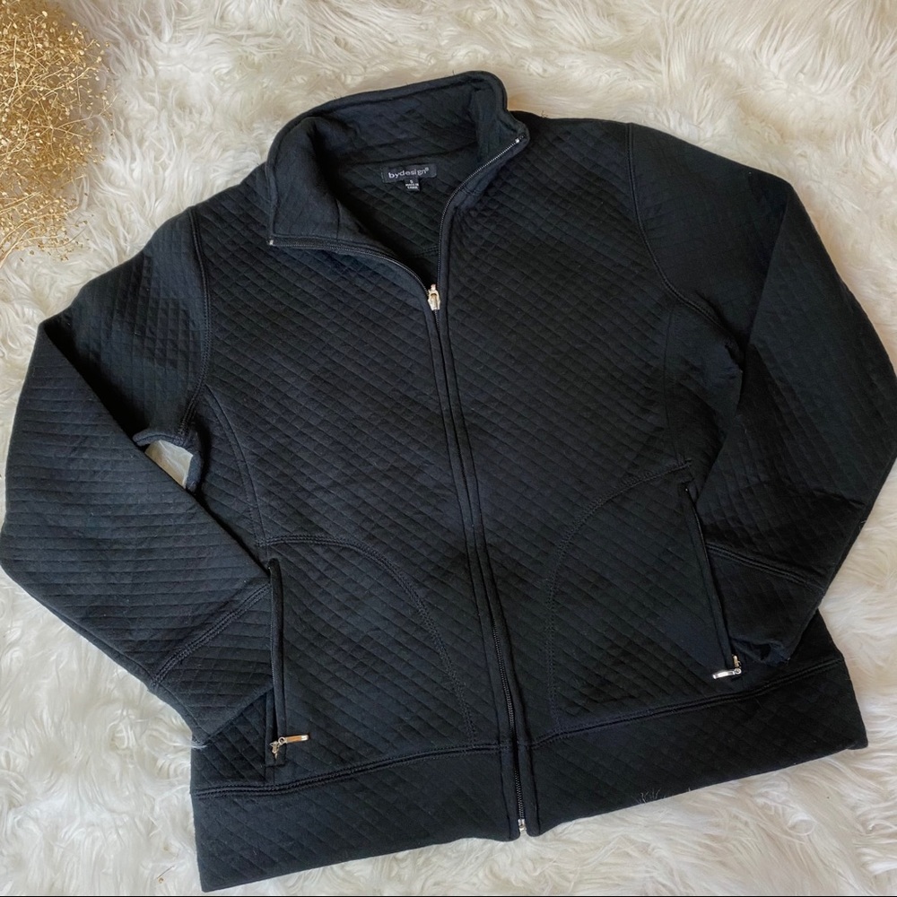By Design cozy zipper up  jacket in black